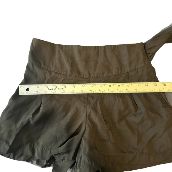 Double Zero tie-waist Flat Front  high Rise Paper Bag Shorts Black Small - Picture 9 of 11